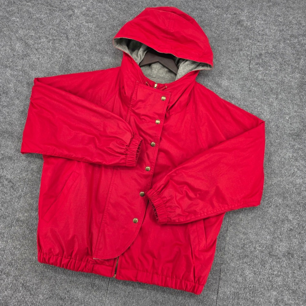 Vintage Ralph Lauren Red Hooded Windbreaker Jacket Flannel Lined Small